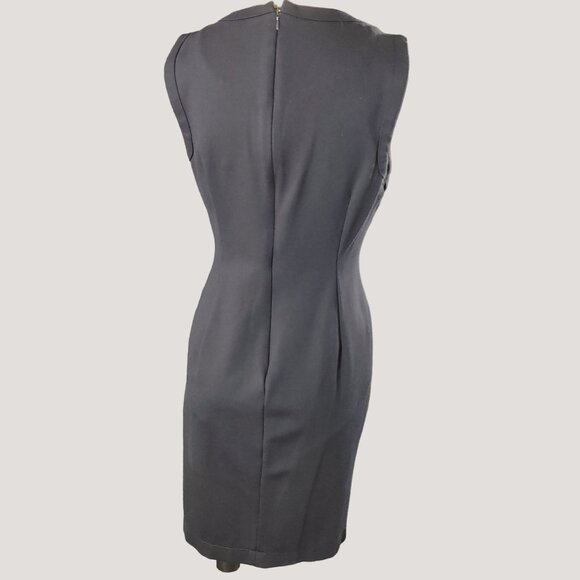 T Tahari Size 10 Dress Navy Blue Sleeveless Bodycon Style  Sheer Striped Detail - Picture 7 of 10